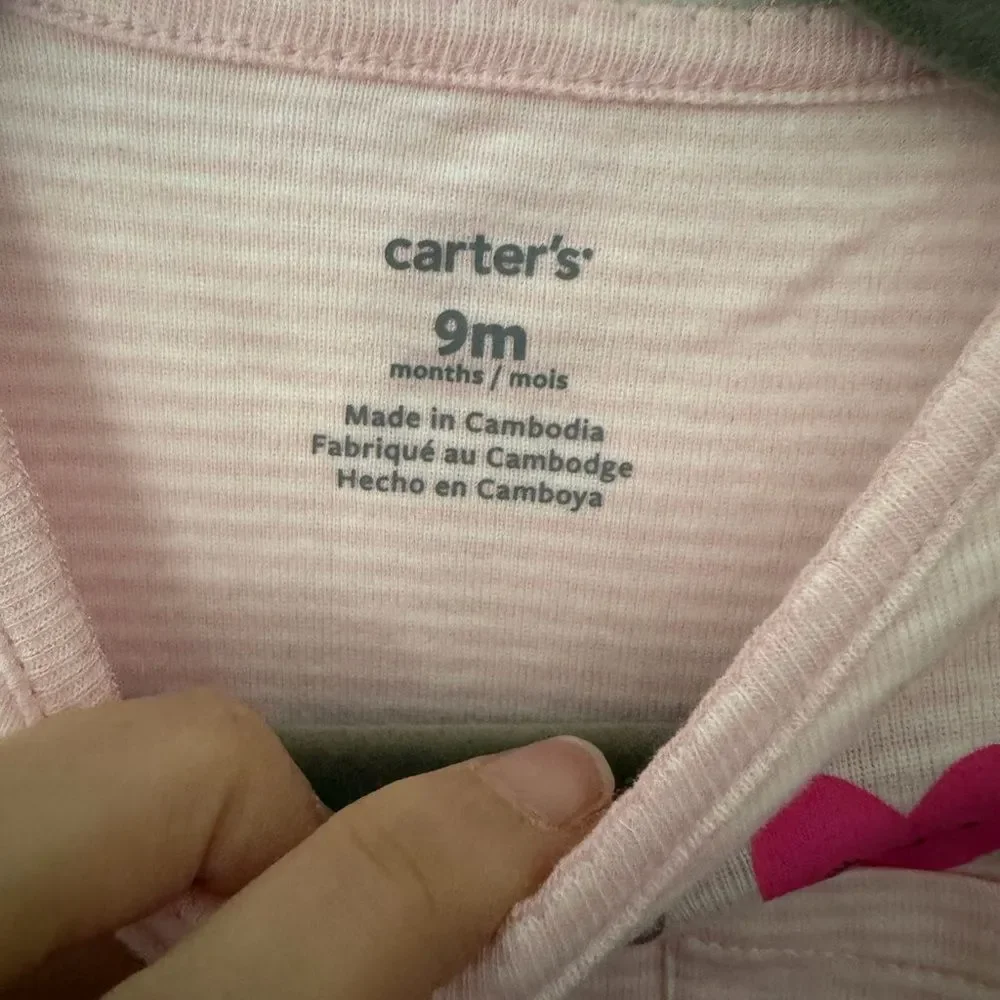 Carter's Pink Heart Matching rompers size 9M new with tags